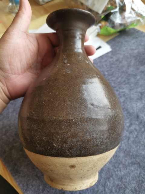 古玩陶瓷明代磁州窯褐釉玉壺春瓶拍賣,當前價格900元