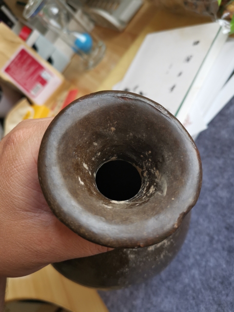 古玩陶瓷明代磁州窯褐釉玉壺春瓶拍賣,當前價格900元