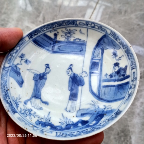 古玩陶瓷康熙外銷青花人物小碟(海撈瓷)已經實物鑒真拍賣,當前價格999元