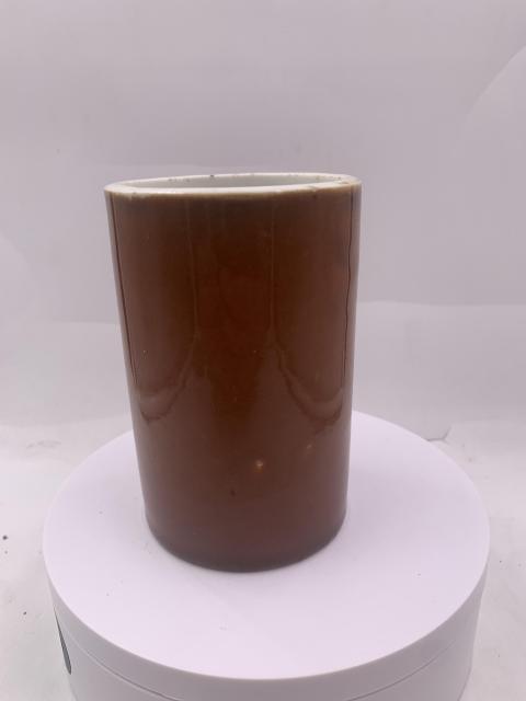 古玩陶瓷晚清鱔魚黃釉筆筒拍賣，當前價格5555元