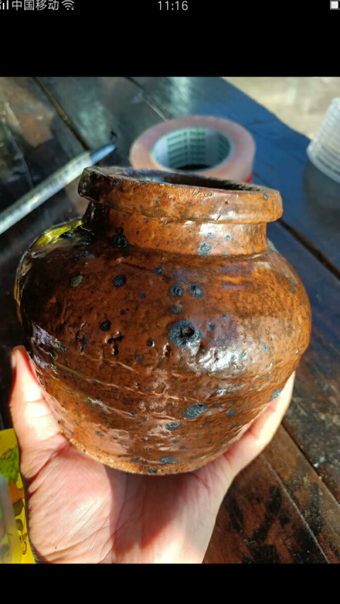 古玩陶瓷明末清初～火石紅釉蘋果蹲拍賣，當前價格666元