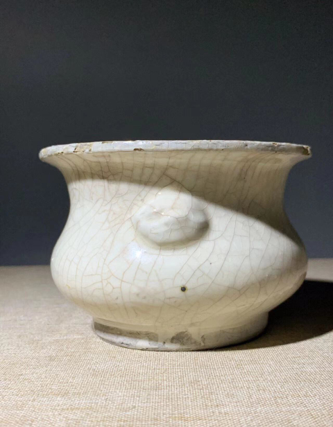 古玩陶瓷(清末民初)仿哥釉獸耳香爐拍賣,當前價格0元