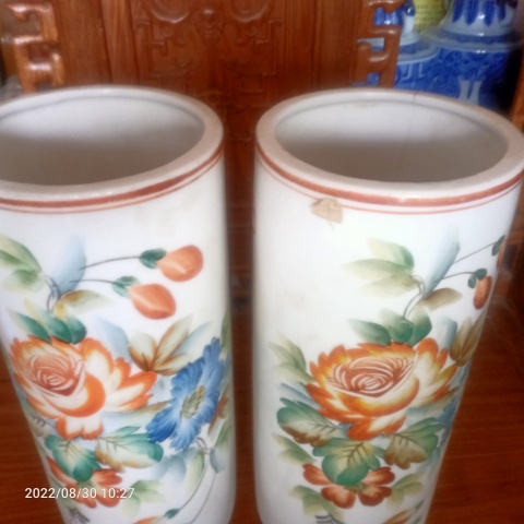 古玩陶瓷帽桶一對(duì)拍賣，當(dāng)前價(jià)格500元