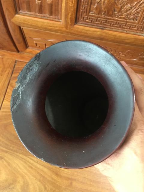 古玩雜項荷花描金紋漆木大賞瓶拍賣,當前價格888元