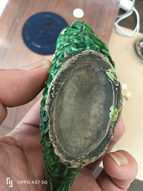 古玩陶瓷民國地方窯口綠釉人魚形水盂拍賣,當前價格100元