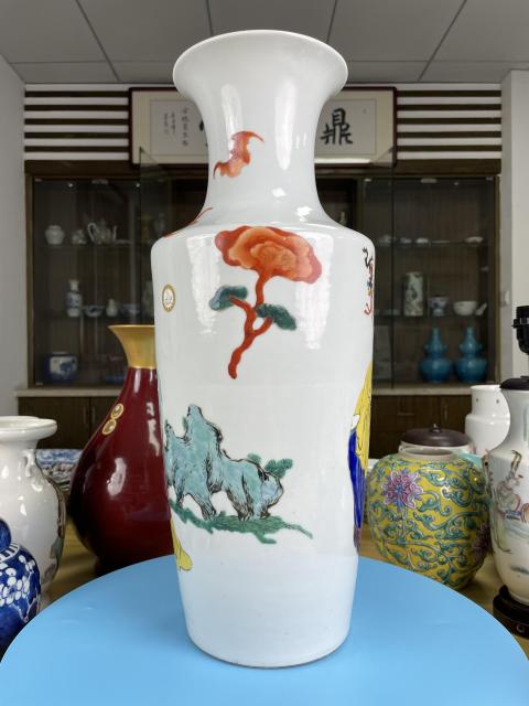 古玩陶瓷清咸豐 極品粉彩三星人物紋大瓶拍賣，當前價格7800元