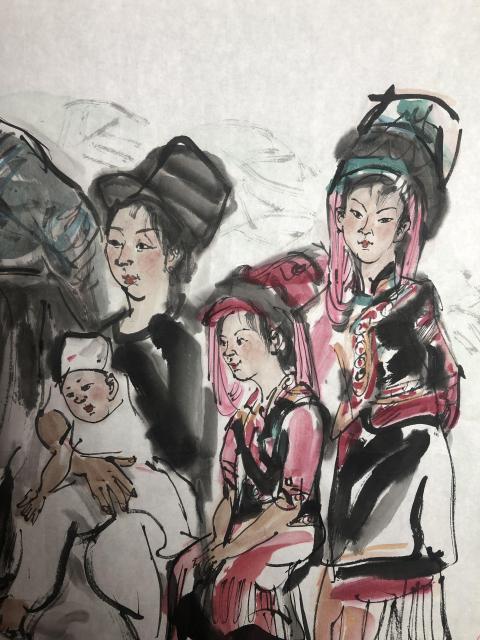 古玩字畫陜西美協(xié)理事 趙純厚 彝族人物圖帶合影拍賣，當(dāng)前價格1388元