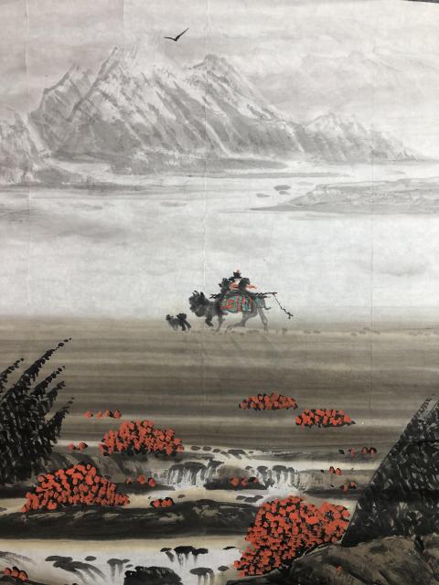 古玩字畫中美協李保民 漠上驕子圖帶合影拍賣,當前價格1288元