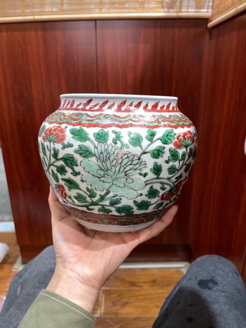 古玩陶瓷康熙五彩粥罐拍賣，當(dāng)前價(jià)格26500元