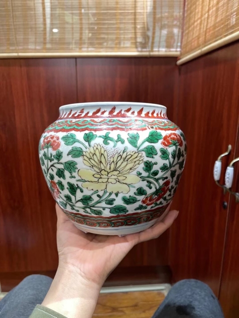 古玩陶瓷康熙五彩粥罐拍賣，當(dāng)前價(jià)格26500元