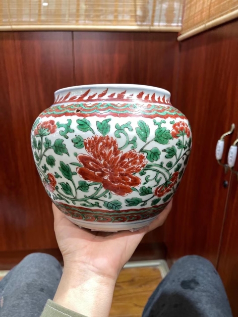 古玩陶瓷康熙五彩粥罐拍賣，當(dāng)前價(jià)格26500元