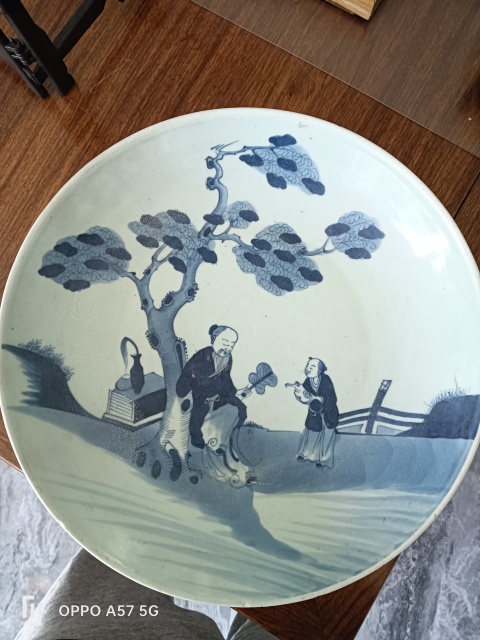 古玩陶瓷乾隆青花羲之愛鵝盤拍賣,當(dāng)前價(jià)格2600元