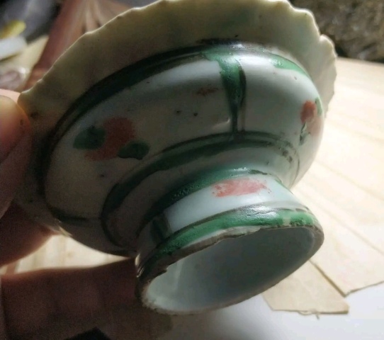 古玩陶瓷清代道光至咸豐花卉紋彩繪花口高足盤拍賣,當前價格1000元