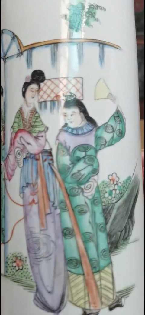 古玩陶瓷粉彩人物故事紋帽筒拍賣,當前價格2500元