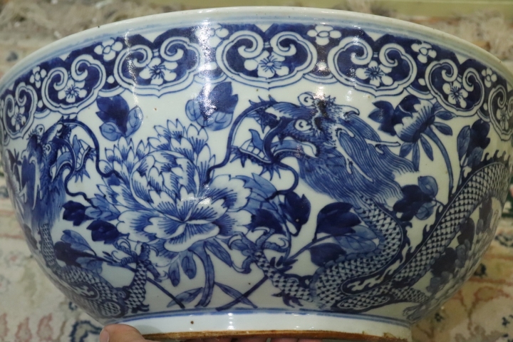 古玩陶瓷清中花間龍紋青花碗拍賣，當前價格22000元