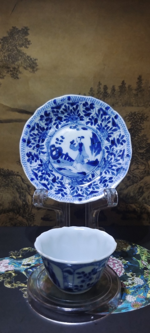 古玩陶瓷康熙嬰戲杯盤一套拍賣，當前價格2680元