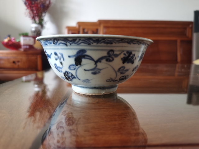 中国 大明萬暦年製款 青花 山水人物文碗 V 8711 中国 大明萬暦年