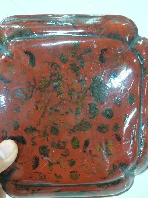 古玩雜項四方倭角彩繪漆盒拍賣，當前價格600元