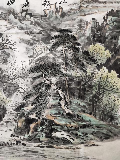 古玩字畫國家一級美術師、教授 施江城《山村晨曲》拍賣，當前價格9999元