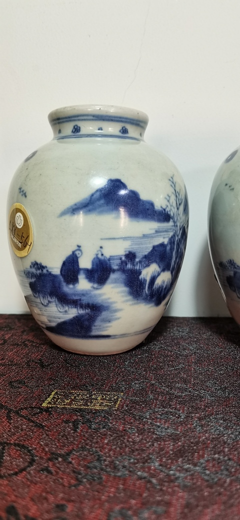 古玩陶瓷青花山水人物紋太白罐拍賣，當前價格56000元