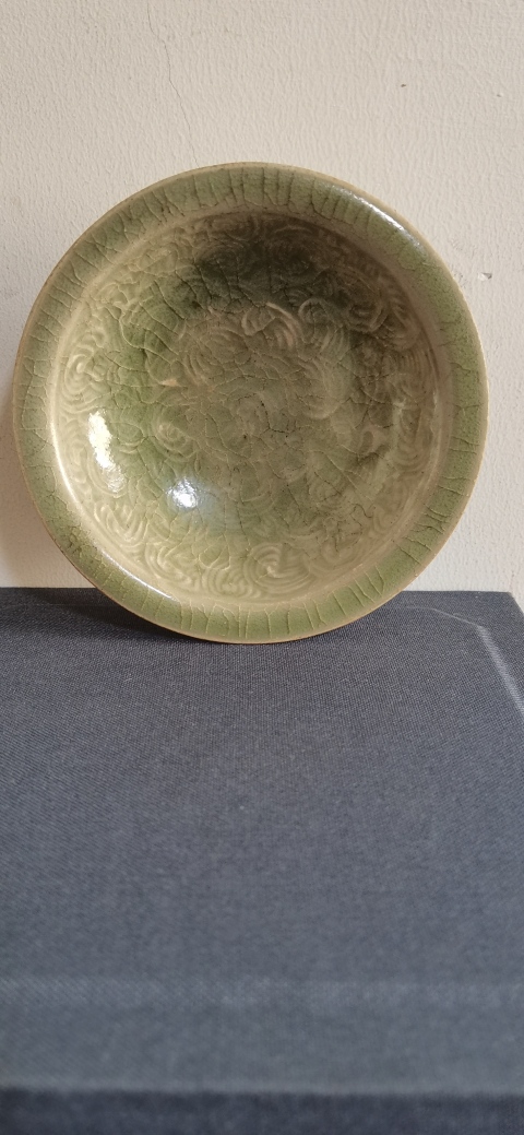 古玩陶瓷宋代耀州窯青釉海水紋盞拍賣,當前價格36000元