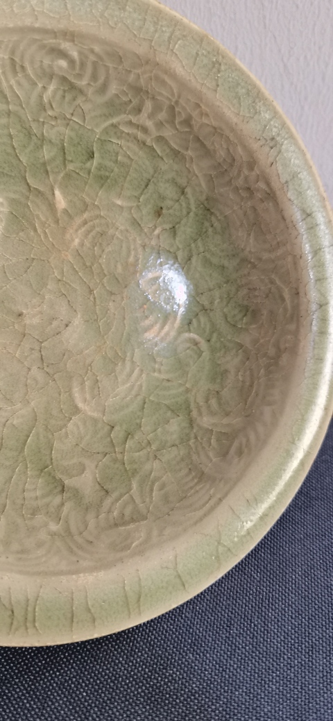 古玩陶瓷宋代耀州窯青釉海水紋盞拍賣,當前價格36000元