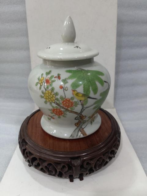 古玩陶瓷民國(guó)水彩綠柳黃鶯將軍罐拍賣(mài)，當(dāng)前價(jià)格1280元