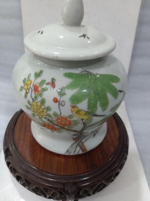 古玩陶瓷民國(guó)水彩綠柳黃鶯將軍罐拍賣(mài)，當(dāng)前價(jià)格1280元