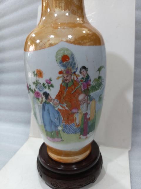 古玩陶瓷創(chuàng)匯電光橘色釉開窗福祿壽喜觀音瓶拍賣,當(dāng)前價格0元