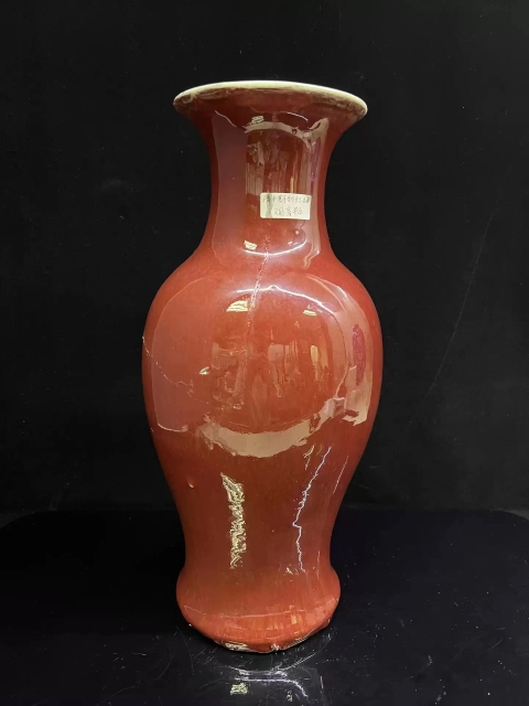 古玩陶瓷晚清紅釉觀音瓶拍賣(mài)，當(dāng)前價(jià)格3508元