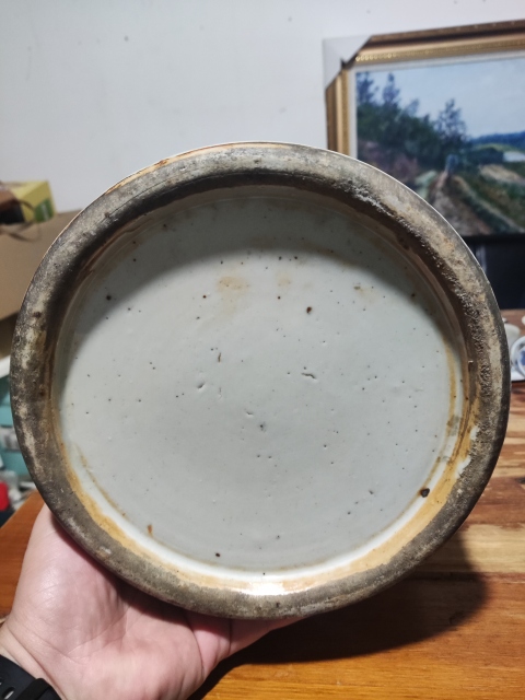 古玩陶瓷晚清人物山水青花雙耳盤口瓶拍賣,當前價格1988元