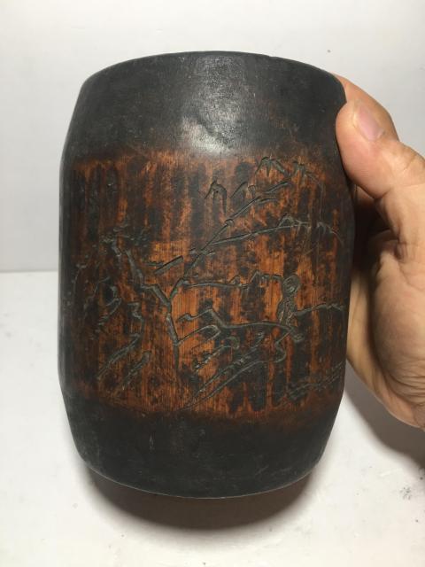 古玩雜項風(fēng)景詩文竹筆筒拍賣，當(dāng)前價格888元