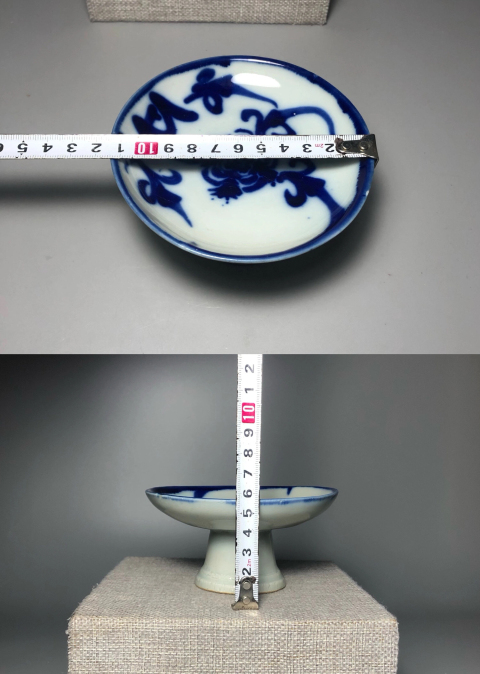 古玩陶瓷精美透亮青花花卉紋高足盤拍賣,當前價格0元