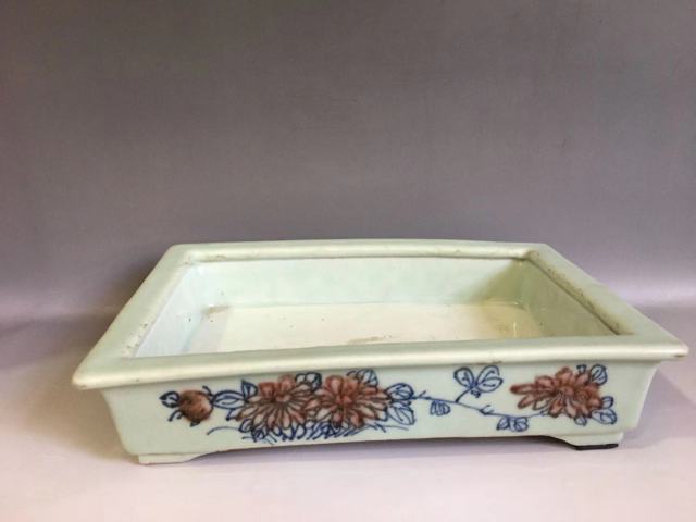 古玩陶瓷嘉慶青花釉里紅水仙盆拍賣,當前價格9000元
