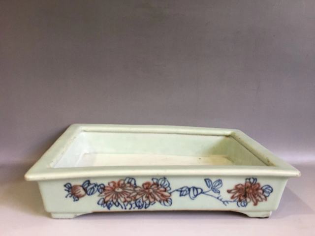 古玩陶瓷嘉慶青花釉里紅水仙盆拍賣,當前價格9000元