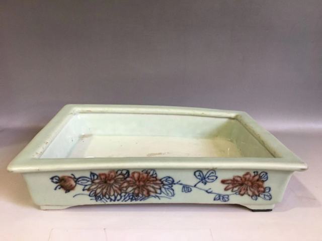 古玩陶瓷嘉慶青花釉里紅水仙盆拍賣,當前價格9000元
