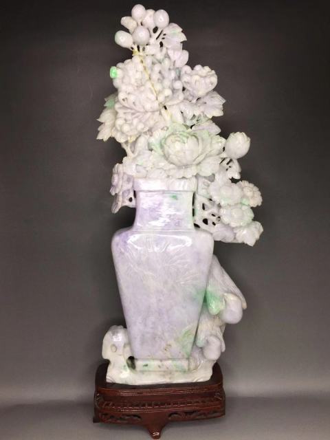 古玩玉器天然翡翠花開富貴擺件拍賣，當前價格28000元