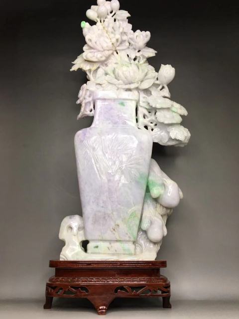 古玩玉器天然翡翠花開富貴擺件拍賣，當前價格28000元