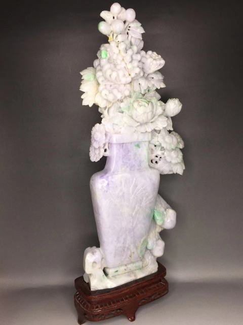 古玩玉器天然翡翠花開富貴擺件拍賣，當前價格28000元