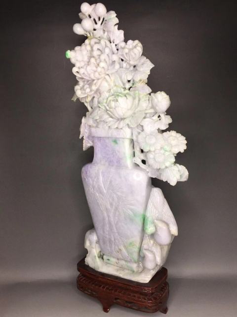 古玩玉器天然翡翠花開富貴擺件拍賣，當前價格28000元
