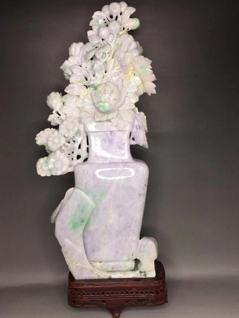 古玩玉器天然翡翠花開富貴擺件拍賣，當前價格28000元