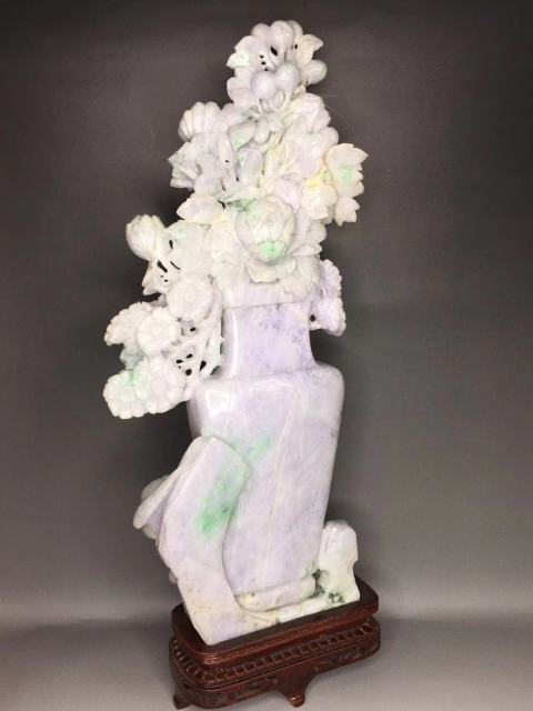 古玩玉器天然翡翠花開富貴擺件拍賣，當前價格28000元