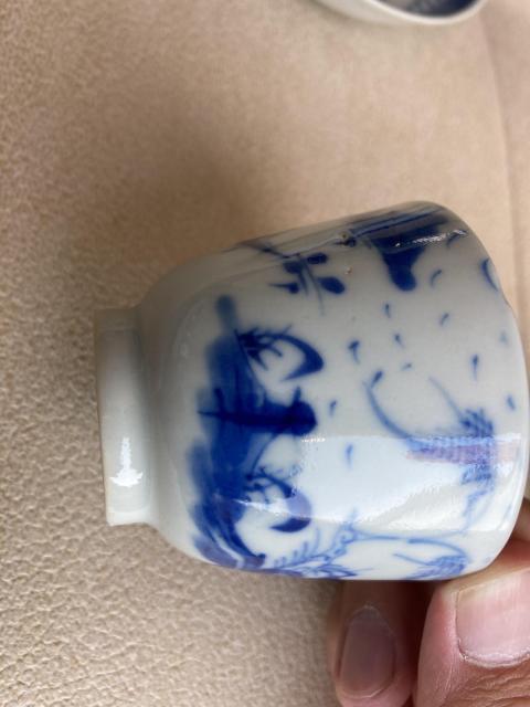 古玩陶瓷清中樓臺亭閣山水紋青花杯盤拍賣,當前價格1300元