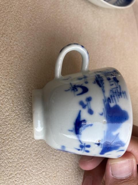 古玩陶瓷清中樓臺亭閣山水紋青花杯盤拍賣,當前價格1300元