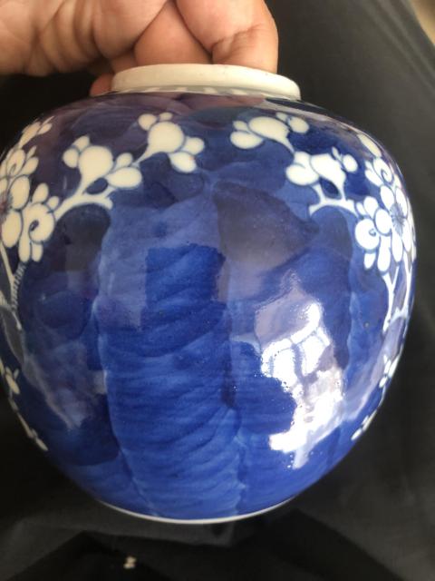 古玩陶瓷晚清民國萃亭武城堂款青花留白梅紋罐拍賣,當前價格2000元