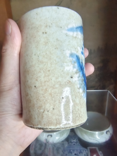 古玩陶瓷晚清哥釉地青花山水紋筆筒拍賣,當前價格2999元