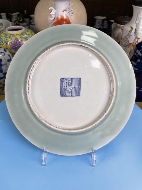 古玩陶瓷冬青釉粉彩無雙譜花蝶紋大盤拍賣,當前價格4800元