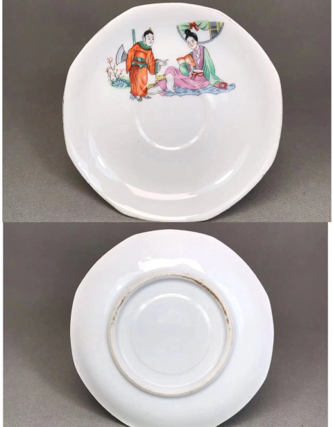 古玩陶瓷精美人物故事紋杯碟拍賣，當前價格0元