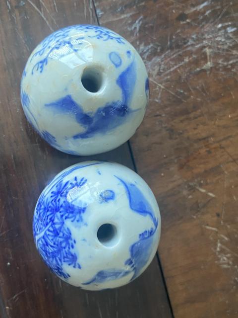 古玩陶瓷晚清山水紋青花磁珠拍賣，當前價格980元