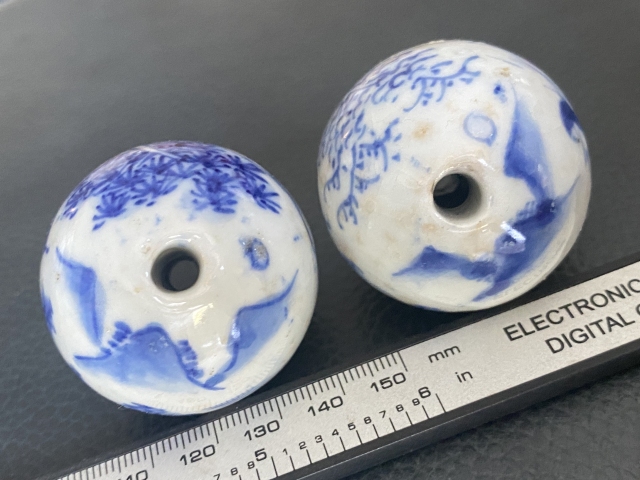 古玩陶瓷晚清山水紋青花磁珠拍賣，當前價格980元